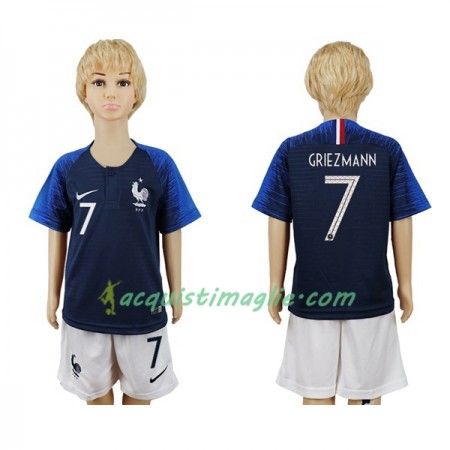 Divisa di Calcio Francia Griezmann 7 Bambino Prima Mondiali 2018